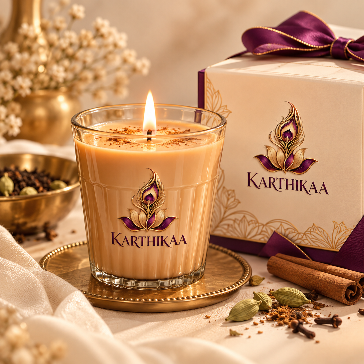 Karthikaa Chai Candle — masala chai inspired candle with cardamom and cinnamon