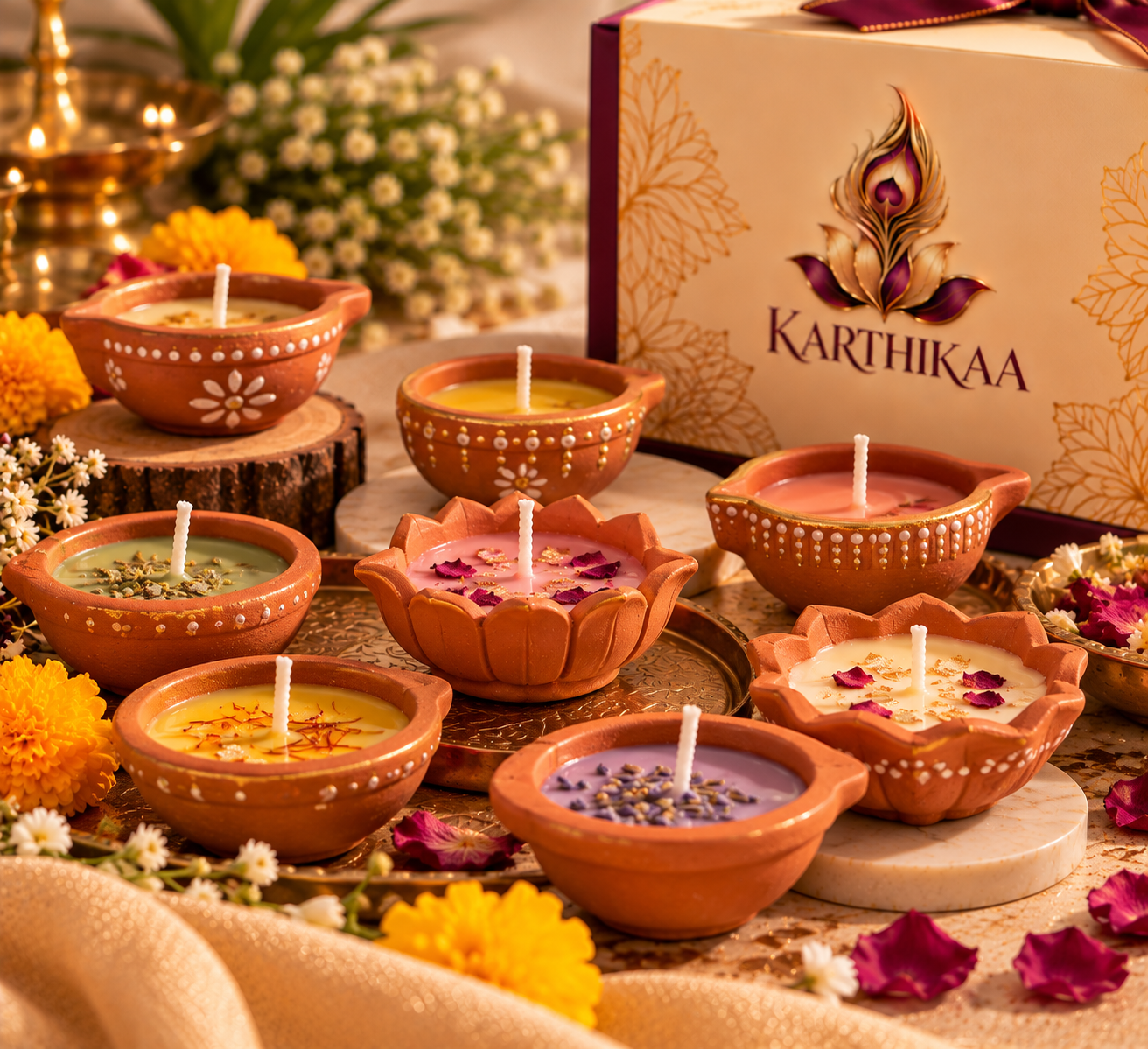 Karthikaa Mitti Diya Candles — scented candles in traditional terracotta diyas